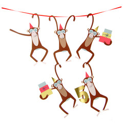 Happy 5th Monkey - Birthday Card by Meri Meri - Little Citizens Boutique
 - 1