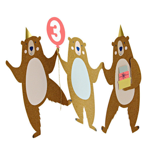 Happy 3rd Bear - Birthday Card by Meri Meri