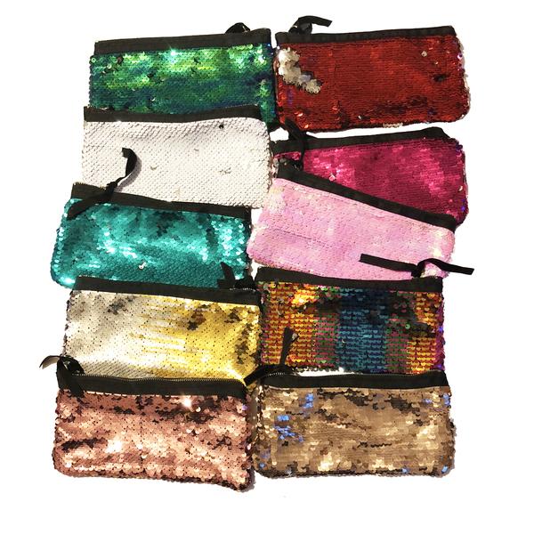 Multiple Colours Sequin Pencil Pouch