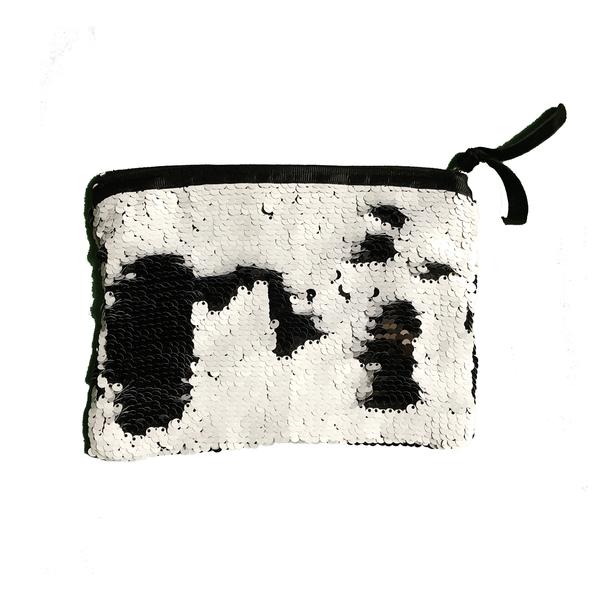 Black & White Colours Sequin Purse Pouch
