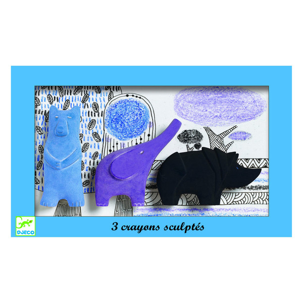 Sculptured Djeco Crayons - Blue