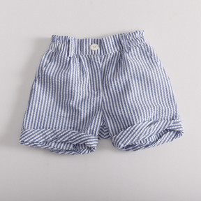 Seersucker Pin Stripe Shorts - Blue