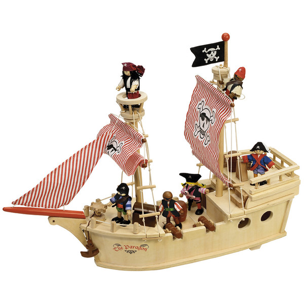 Wooden Pirate Ship - Includes figurines!