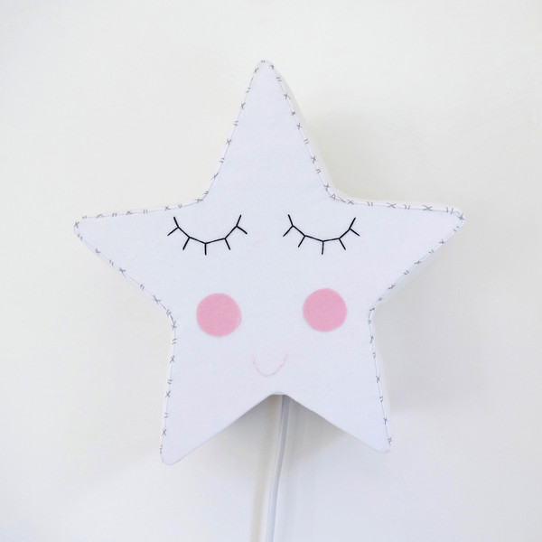 White Sleepy Star - Night Light by House of Clouds