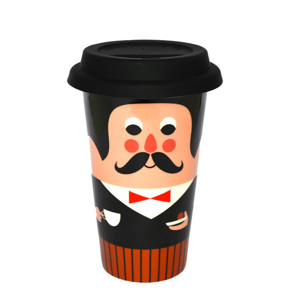 Mustachioed Gentleman - Bone China Travel Mug