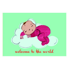 Welcome to the World Newborn Card - Mint Green - Little Citizens Boutique
