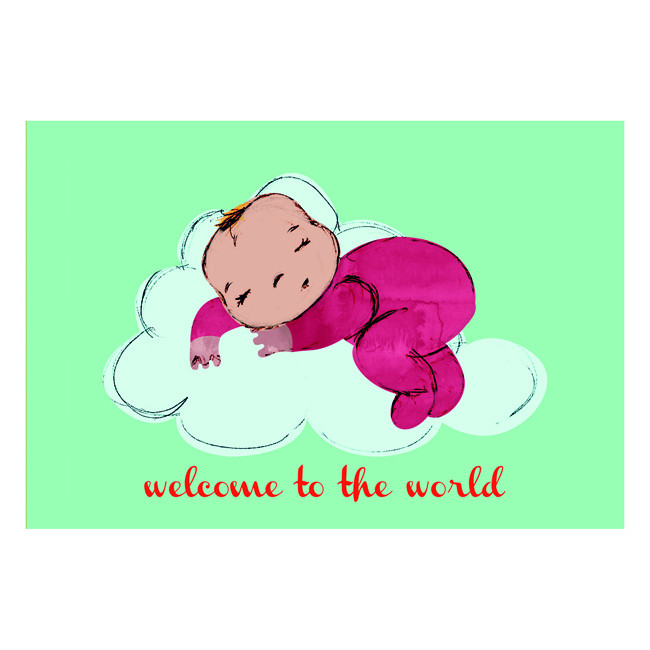 Welcome to the World Newborn Card - Mint Green - Little Citizens Boutique
