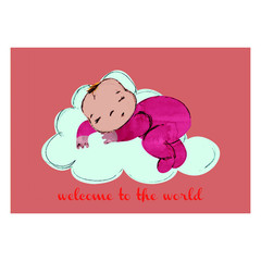 Welcome to the World Newborn Card - Pink Grapefuit - Little Citizens Boutique
