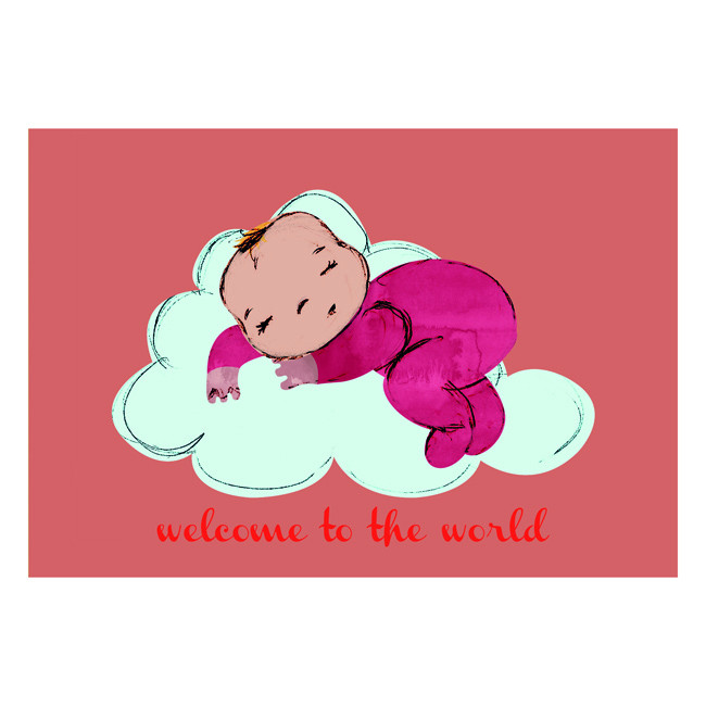 Welcome to the World Newborn Card - Pink Grapefuit - Little Citizens Boutique
