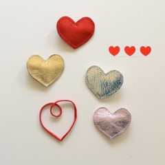 Big Heart - Metallic Leather Hair Clips by Hello Shiso - Little Citizens Boutique
