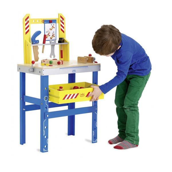 Wooden Work Bench with Tools
