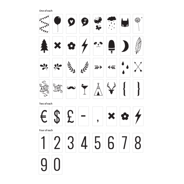 Numbers & Symbols Set for A4 and A5 Lightboxes