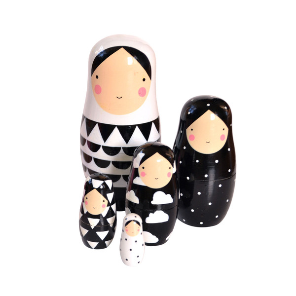 Wooden Matryoshka Monochrome Dolls