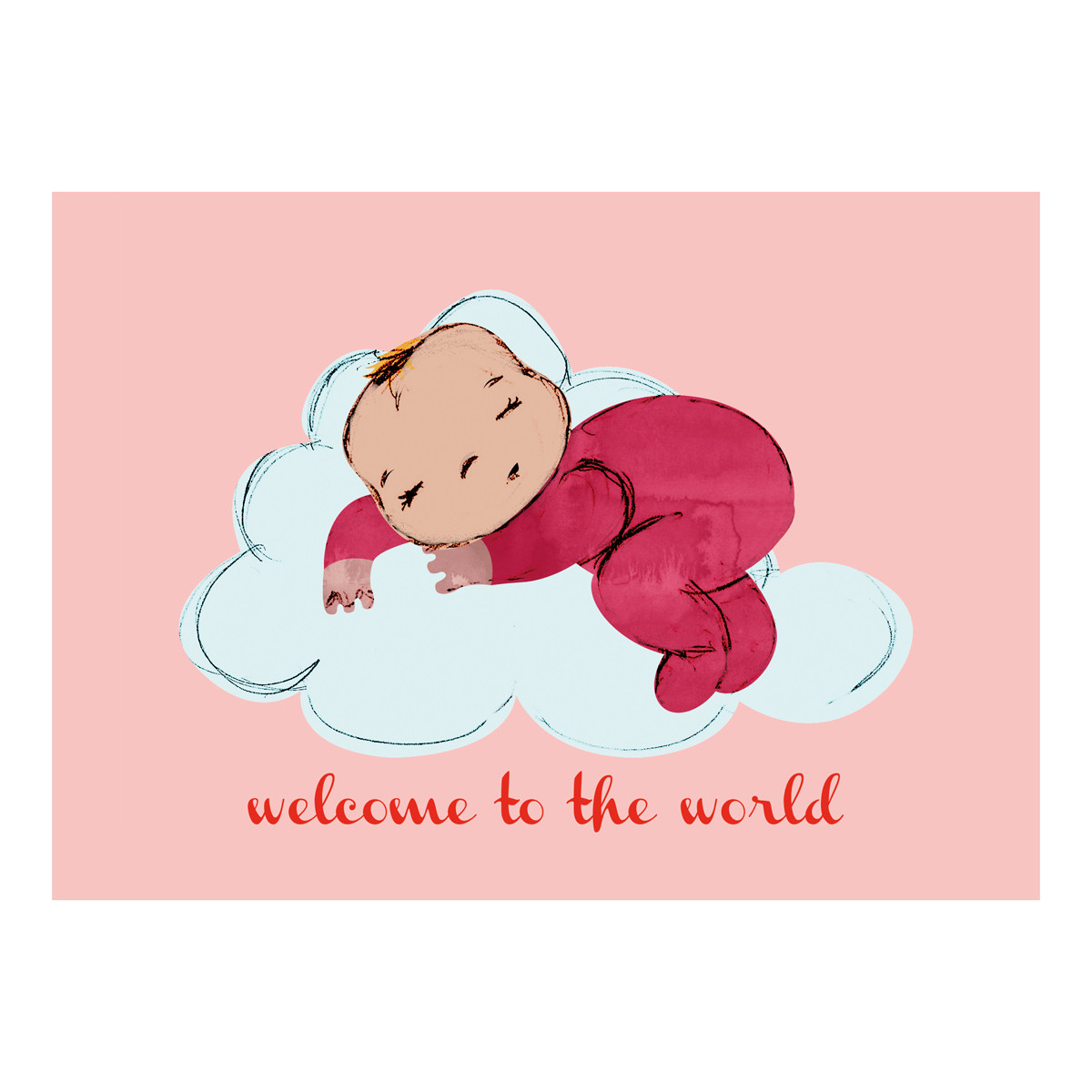 Welcome to the World Newborn Card - Baby Pink - Little Citizens Boutique
