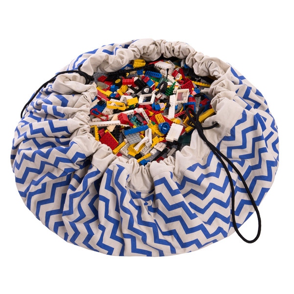 Toy Storage Bag & Mat - Zigzag Blue by Play & Go
