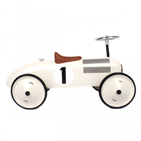 Classic Ride-On Racing Car - White